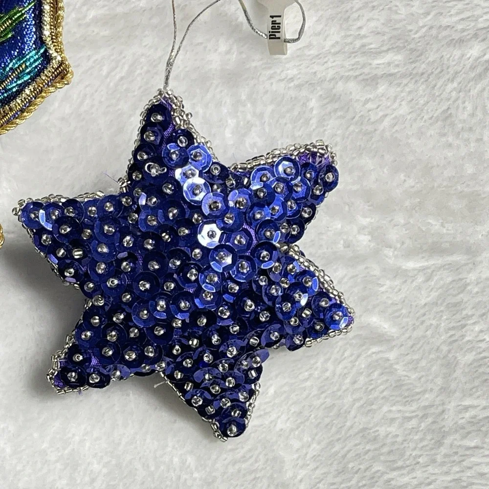 Lot of 3-‎ Pier 1 Beaded Christmas Ornaments New Old Stock NWT Sequin